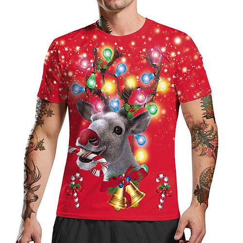 Men's T shirt Tee Elk Graphic Prints Crew Neck Red 3D Print Outdoor Christmas Short Sleeve Print Clothing Apparel Sports Designer Casual
Men's T shirt Tee Elk Graphic Prints Crew Neck Red 3D Print Outdoor Christmas Short Sleeve Print Clothing Apparel Sports Designer Casual