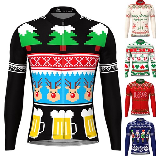 Men's Cycling Jersey Long Sleeve Bike Jersey Top with 3 Rear Pockets Ugly Christmas Funny Christmas Mountain Bike MTB Road Bike Cycling Breathable Quick Dry Moisture Wicking Reflective Strips Black
Men's Cycling Jersey Long Sleeve Bike Jersey Top with 3 Rear Pockets Ugly Christmas Funny Christmas Mountain Bike MTB Road Bike Cycling Breathable Quick Dry Moisture Wicking Reflective Strips Black