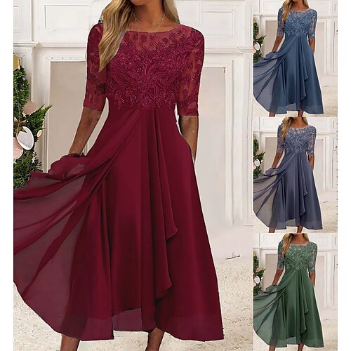 Women's Party Dress Lace Dress Midi Dress Green Blue Purple Half Sleeve Floral Embroidery Lace Fall Spring Crew Neck Party Elegant Classic Wedding Guest 2022 S M L XL XXL 3XL
Women's Party Dress Lace Dress Midi Dress Green Blue Purple Half Sleeve Floral Embroidery Lace Fall Spring Crew Neck Party Elegant Classic Wedding Guest 2022 S M L XL XXL 3XL