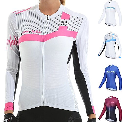 21Grams Women's Cycling Jersey Long Sleeve Bike Jersey Top with 3 Rear Pockets Mountain Bike MTB Road Bike Cycling Breathable Quick Dry Moisture Wicking Reflective Strips WhitePink Red Blue Stripes
21Grams Women's Cycling Jersey Long Sleeve Bike Jersey Top with 3 Rear Pockets Mountain Bike MTB Road Bike Cycling Breathable Quick Dry Moisture Wicking Reflective Strips WhitePink Red Blue Stripes