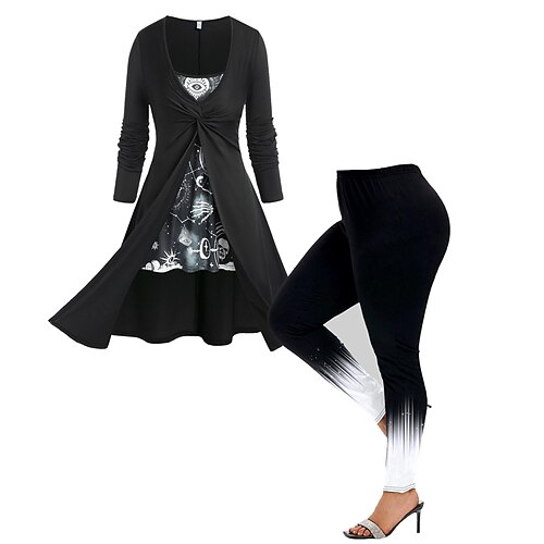 Women's Plus Size Tops Set Graphic Print Long Sleeve Crew Neck Fashion Modern Formal Party Polyester Winter Fall Black
Women's Plus Size Tops Set Graphic Print Long Sleeve Crew Neck Fashion Modern Formal Party Polyester Winter Fall Black
