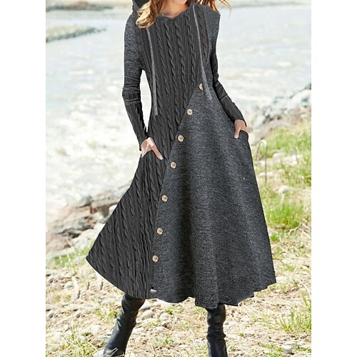 Women's Sweater Dress Hoodie Dress Knit Dress Midi Dress Dark Gray Long Sleeve Pure Color Button Winter Fall Autumn Hooded Stylish Weekend 2022 S M L XL XXL 3XL
Women's Sweater Dress Hoodie Dress Knit Dress Midi Dress Dark Gray Long Sleeve Pure Color Button Winter Fall Autumn Hooded Stylish Weekend 2022 S M L XL XXL 3XL