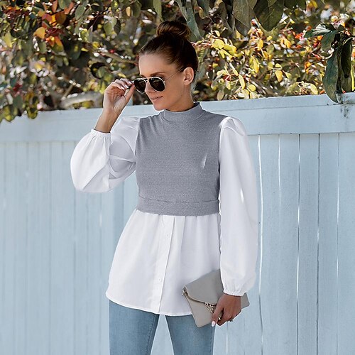 Damen Hemd Bluse Kaki Grau Farbblock Langarm Casual Basic Stehkragen Standard S
Damen Hemd Bluse Kaki Grau Farbblock Langarm Casual Basic Stehkragen Standard S