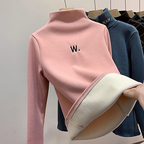 Women's T shirt Tee Black Pink Blue Letter Long Sleeve Daily Weekend Basic High Neck Regular Fleece lined M recommends 80-100 pounds
Women's T shirt Tee Black Pink Blue Letter Long Sleeve Daily Weekend Basic High Neck Regular Fleece lined M recommends 80-100 pounds