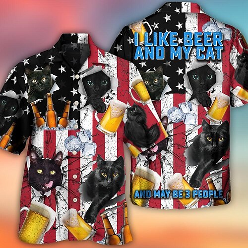 Men's Shirt Summer Hawaiian Shirt Cat Graphic Prints Beer American Flag Turndown Red Casual Holiday Short Sleeve Button-Down Print Clothing Apparel Tropical Fashion Hawaiian Soft
Men's Shirt Summer Hawaiian Shirt Cat Graphic Prints Beer American Flag Turndown Red Casual Holiday Short Sleeve Button-Down Print Clothing Apparel Tropical Fashion Hawaiian Soft