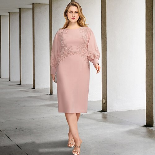 Tube / kolonne Plus Size Curve Mother of the Bride kjoler Elegant Kjole Formel Te-længde Langærmet Høj halset Chiffon med Applikeret broderi 2023
Tube / kolonne Plus Size Curve Mother of the Bride kjoler Elegant Kjole Formel Te-længde Langærmet Høj halset Chiffon med Applikeret broderi 2023