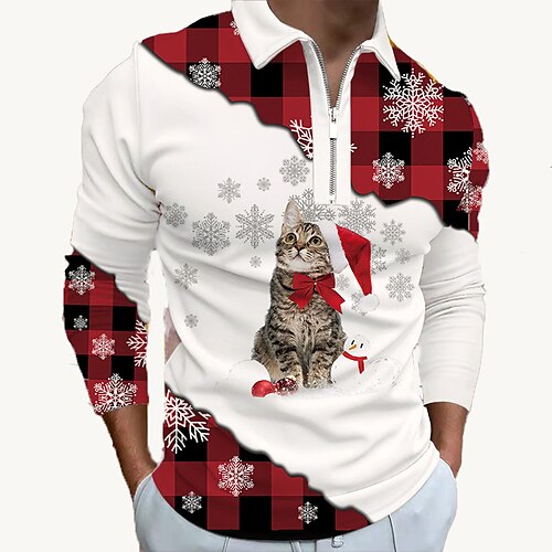 Per uomo Camicia da golf Golf A quadri Gatto Fiocco di neve Colletto Rosso Stampa 3D Esterno Informale Manica lunga Cerniera Stampa Abbigliamento Di tendenza Abbigliamento sportivo Informale Comodo
Per uomo Camicia da golf Golf A quadri Gatto Fiocco di neve Colletto Rosso Stampa 3D Esterno Informale Manica lunga Cerniera Stampa Abbigliamento Di tendenza Abbigliamento sportivo Informale Comodo