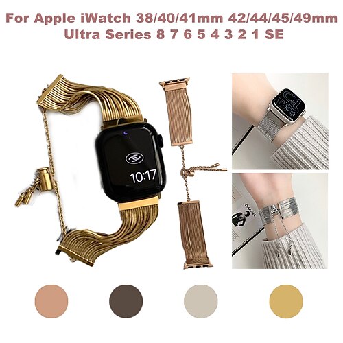 1 PCS Smart Watch Band Compatible with Apple iWatch 38/40/41mm 42/44/45/49mm Ultra Series 8 7 6 5 4 3 2 1 SE Jewelry Bracelet for iWatch Smartwatch Strap Wristband Stainless Steel Waterproof Luxury
1 PCS Smart Watch Band Compatible with Apple iWatch 38/40/41mm 42/44/45/49mm Ultra Series 8 7 6 5 4 3 2 1 SE Jewelry Bracelet for iWatch Smartwatch Strap Wristband Stainless Steel Waterproof Luxury