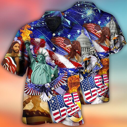 Men's Shirt Summer Hawaiian Shirt Graphic Prints American Flag Turndown Blue Casual Going out Short Sleeve Button-Down Print Clothing Apparel Tropical Fashion Hawaiian Soft
Men's Shirt Summer Hawaiian Shirt Graphic Prints American Flag Turndown Blue Casual Going out Short Sleeve Button-Down Print Clothing Apparel Tropical Fashion Hawaiian Soft