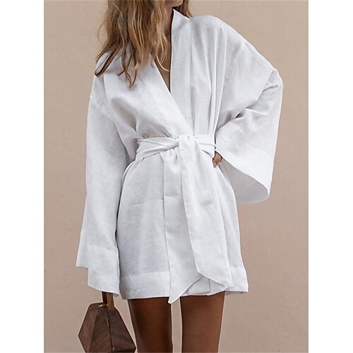 Per donna Abito casual Vestito invernale Abito in lino Mini abito Bianco Verde Manica lunga Colore puro Con cintura Estate Primavera A V Di tendenza Da mare Abito autunnale Abito primaverile Morbido
Per donna Abito casual Vestito invernale Abito in lino Mini abito Bianco Verde Manica lunga Colore puro Con cintura Estate Primavera A V Di tendenza Da mare Abito autunnale Abito primaverile Morbido