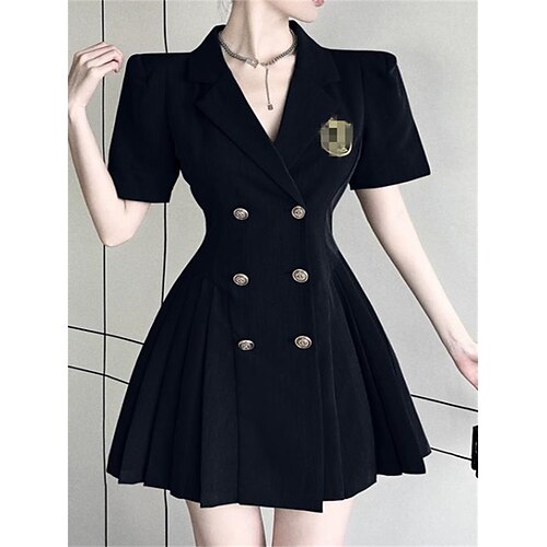 Women's Blazer Dress Sheath Dress Mini Dress Black Grey Short Sleeve Pure Color Pleated Fall Spring Shirt Collar Modern 2023 S M L
Women's Blazer Dress Sheath Dress Mini Dress Black Grey Short Sleeve Pure Color Pleated Fall Spring Shirt Collar Modern 2023 S M L