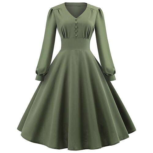 Women's Party Dress Swing Dress 1950s Vintage Dress Midi Dress Black Army Green Red Long Sleeve Pure Color Button Winter Fall Spring V Neck Fashion Party Evening Party 2023 S M L XL XXL
Women's Party Dress Swing Dress 1950s Vintage Dress Midi Dress Black Army Green Red Long Sleeve Pure Color Button Winter Fall Spring V Neck Fashion Party Evening Party 2023 S M L XL XXL