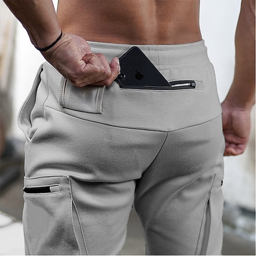

Men's Sweatpants Joggers Drawstring Towel Loop Zipper Pocket Solid Colored Breathable Quick Dry Athletic Weekend Streetwear Cotton Casual / Sporty Athleisure Slim Dark Grey Black Stretchy