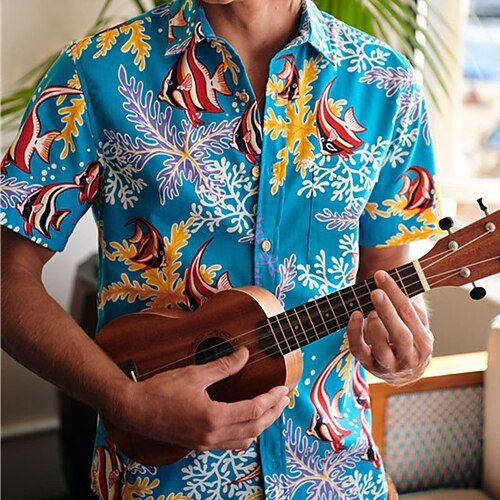 Men's Shirt Summer Hawaiian Shirt Graphic Prints Fish Reef Turndown Blue Outdoor Street Short Sleeves Button-Down Print Clothing Apparel Tropical Fashion Hawaiian Designer
Men's Shirt Summer Hawaiian Shirt Graphic Prints Fish Reef Turndown Blue Outdoor Street Short Sleeves Button-Down Print Clothing Apparel Tropical Fashion Hawaiian Designer