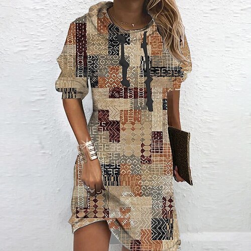 Women's Hoodie Dress Shift Dress Mini Dress Khaki Grey Long Sleeve Geometric Print Winter Fall Spring Hooded Fashion Daily 2022 S M L XL XXL 3XL
Women's Hoodie Dress Shift Dress Mini Dress Khaki Grey Long Sleeve Geometric Print Winter Fall Spring Hooded Fashion Daily 2022 S M L XL XXL 3XL