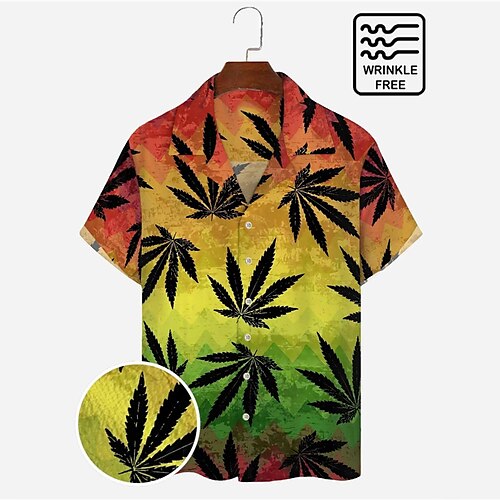Men's Holiday Casual Hawaiian Shirts Marijuana Gradient Print Wrinkle Free Seersucker Oversized Aloha Shirts
Men's Holiday Casual Hawaiian Shirts Marijuana Gradient Print Wrinkle Free Seersucker Oversized Aloha Shirts