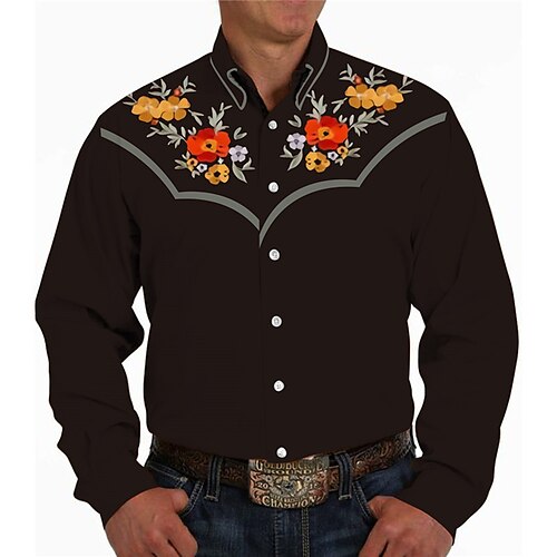 Herre Skjorte Western skjorte Blomstret Grafiske trykk Aftæpning Navyblå Brun utendørs Gate Langermet Knapp ned Trykt mønster Klær Mote Gatemote Designer vestlig stil
Herre Skjorte Western skjorte Blomstret Grafiske trykk Aftæpning Navyblå Brun utendørs Gate Langermet Knapp ned Trykt mønster Klær Mote Gatemote Designer vestlig stil