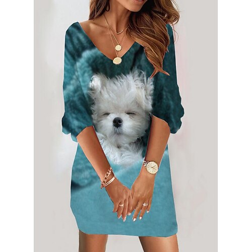 Women's Casual Dress Shift Dress Mini Dress Blue 3/4 Length Sleeve Animal Print Winter Fall Spring V Neck Fashion Daily Loose Fit 2023 S M L XL XXL 3XL
Women's Casual Dress Shift Dress Mini Dress Blue 3/4 Length Sleeve Animal Print Winter Fall Spring V Neck Fashion Daily Loose Fit 2023 S M L XL XXL 3XL