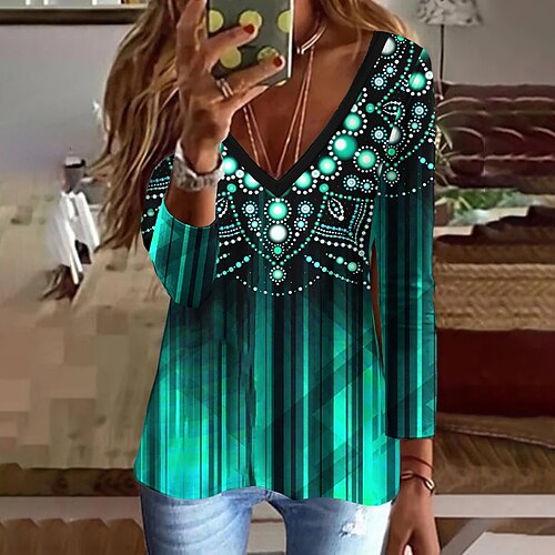 Per donna maglietta Rosa Blu Verde Pop art Stampa Manica lunga Giornaliero Fine settimana Essenziale A V Standard Pittura S
Per donna maglietta Rosa Blu Verde Pop art Stampa Manica lunga Giornaliero Fine settimana Essenziale A V Standard Pittura S