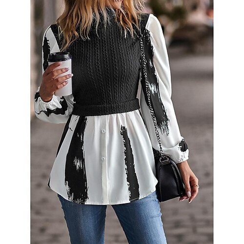 Women's Shirt Blouse claret Black Pink Color Block Button Long Sleeve Casual Basic High Neck Regular S
Women's Shirt Blouse claret Black Pink Color Block Button Long Sleeve Casual Basic High Neck Regular S