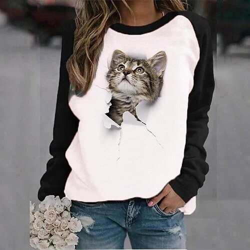 T shirt Tee Femme Noir Blanche Marron Chat 3D Imprimer manche longue du quotidien Fin de semaine basique Col Rond Normal Standard Chat 3D Peinture XS
T shirt Tee Femme Noir Blanche Marron Chat 3D Imprimer manche longue du quotidien Fin de semaine basique Col Rond Normal Standard Chat 3D Peinture XS