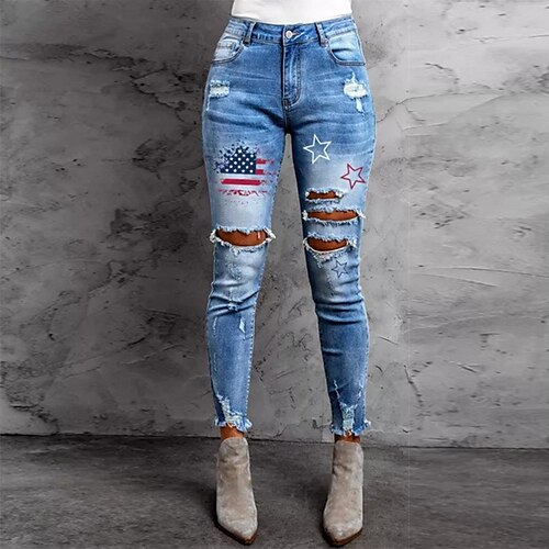 Per donna magro Jeans Denim Blu Casual quotidiano Casual / quotidiano Lunghezza intera All'aperto Bandiera americana S M L XL 2XL
Per donna magro Jeans Denim Blu Casual quotidiano Casual / quotidiano Lunghezza intera All'aperto Bandiera americana S M L XL 2XL