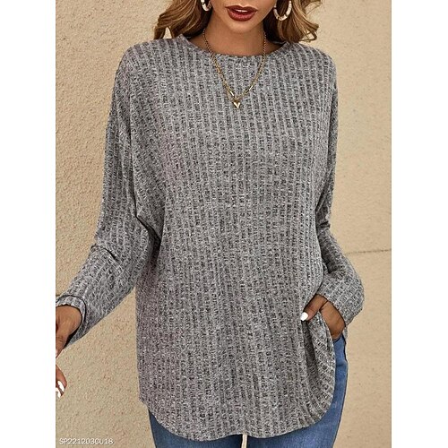 Women's Shirt Blouse Grey Plain Long Sleeve Casual Basic Round Neck Regular Cotton S
Women's Shirt Blouse Grey Plain Long Sleeve Casual Basic Round Neck Regular Cotton S