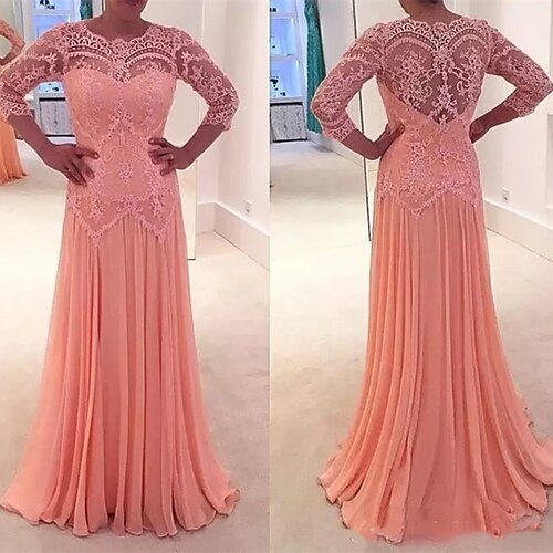 A-linje Plus Size Curve Mother of the Bride kjoler Elegant Kjole Bryllupsgæst Gulvlang 3/4-ærmer Høj halset Chiffon med Plissé Applikeret broderi 2023
A-linje Plus Size Curve Mother of the Bride kjoler Elegant Kjole Bryllupsgæst Gulvlang 3/4-ærmer Høj halset Chiffon med Plissé Applikeret broderi 2023