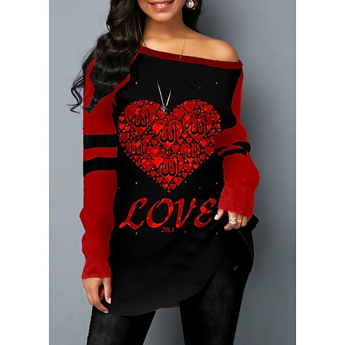 Damen T Shirt Schwarz Weiß Rote Plaid Herz Bedruckt Langarm Täglich Wochenende Basic Schulterfrei Lang Farbe S
Damen T Shirt Schwarz Weiß Rote Plaid Herz Bedruckt Langarm Täglich Wochenende Basic Schulterfrei Lang Farbe S
