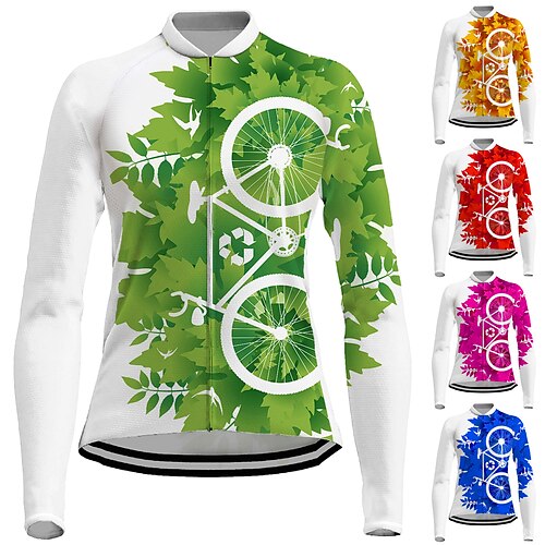 21Grams Women's Cycling Jersey Long Sleeve Bike Jersey Top with 3 Rear Pockets Mountain Bike MTB Road Bike Cycling Breathable Quick Dry Moisture Wicking Reflective Strips Green Orange Red Graphic
21Grams Women's Cycling Jersey Long Sleeve Bike Jersey Top with 3 Rear Pockets Mountain Bike MTB Road Bike Cycling Breathable Quick Dry Moisture Wicking Reflective Strips Green Orange Red Graphic