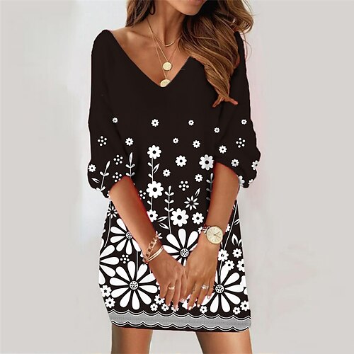 Women's Casual Dress Shift Dress Mini Dress Black Blue 3/4 Length Sleeve Floral Print Summer Spring V Neck Fashion Loose Fit 2023 S M L XL XXL 3XL
Women's Casual Dress Shift Dress Mini Dress Black Blue 3/4 Length Sleeve Floral Print Summer Spring V Neck Fashion Loose Fit 2023 S M L XL XXL 3XL