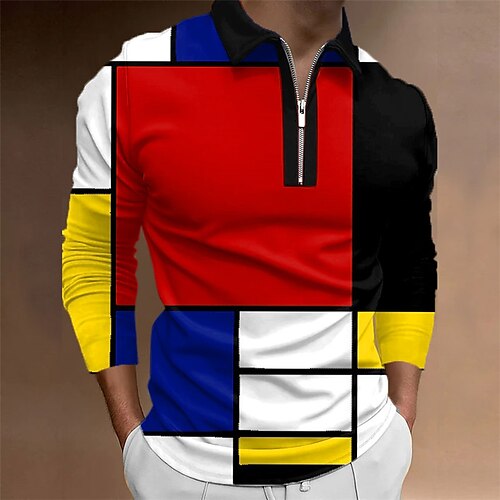 Herre POLO T-skjorte Golf skjorte Zip Polo Fargeblokk Grafiske trykk Geometri Aftæpning Rød utendørs Gate Langermet Glidelås Trykt mønster Klær Mote Gatemote Designer Myk
Herre POLO T-skjorte Golf skjorte Zip Polo Fargeblokk Grafiske trykk Geometri Aftæpning Rød utendørs Gate Langermet Glidelås Trykt mønster Klær Mote Gatemote Designer Myk