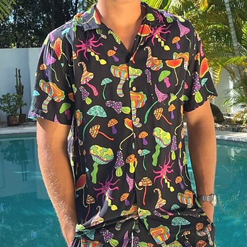 Homme Chemise Chemise hawaïenne Imprimés Photos Champignon Col rabattu Noir Extérieur Plein Air Manches courtes Bouton bas Imprimer Vêtement Tenue Tropique Mode Hawaïen Design
Homme Chemise Chemise hawaïenne Imprimés Photos Champignon Col rabattu Noir Extérieur Plein Air Manches courtes Bouton bas Imprimer Vêtement Tenue Tropique Mode Hawaïen Design