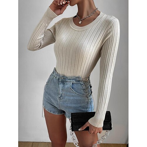 Women's Shirt Blouse milky Plain Crochet Long Sleeve Casual Basic Round Neck Regular S
Women's Shirt Blouse milky Plain Crochet Long Sleeve Casual Basic Round Neck Regular S