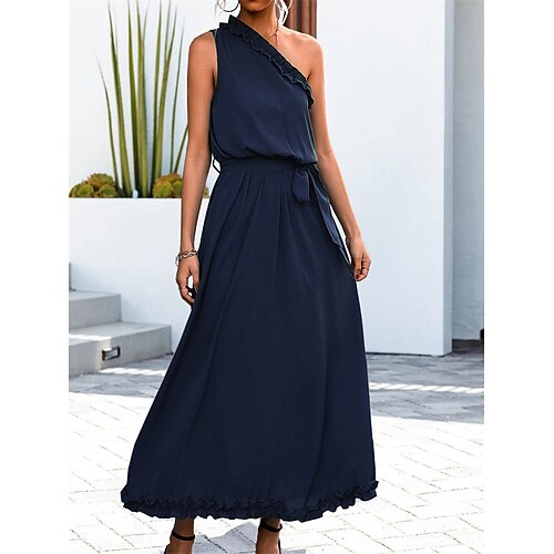 Women's Casual Dress Sheath Dress Swing Dress Long Dress Maxi Dress Black Orange Green Sleeveless Pure Color Ruffle Winter Fall Spring One Shoulder Fashion Vacation Fall Dress Spring Dress 2023 S M L
Women's Casual Dress Sheath Dress Swing Dress Long Dress Maxi Dress Black Orange Green Sleeveless Pure Color Ruffle Winter Fall Spring One Shoulder Fashion Vacation Fall Dress Spring Dress 2023 S M L