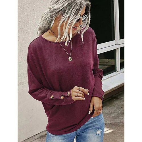 Women's Shirt Blouse claret Blue Dark Gray Plain Long Sleeve Casual Basic Round Neck Regular S
Women's Shirt Blouse claret Blue Dark Gray Plain Long Sleeve Casual Basic Round Neck Regular S