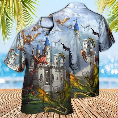 Men's Shirt Summer Hawaiian Shirt Dragon Graphic Prints Castle Turndown Blue Casual Holiday Short Sleeve Button-Down Print Clothing Apparel Tropical Fashion Hawaiian Soft
Men's Shirt Summer Hawaiian Shirt Dragon Graphic Prints Castle Turndown Blue Casual Holiday Short Sleeve Button-Down Print Clothing Apparel Tropical Fashion Hawaiian Soft
