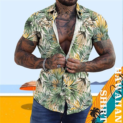 Men's Shirt Graphic Prints Leaves Turndown Blue Green Street Casual Short Sleeves Button-Down Print Clothing Apparel Tropical Fashion Designer Hawaiian
Men's Shirt Graphic Prints Leaves Turndown Blue Green Street Casual Short Sleeves Button-Down Print Clothing Apparel Tropical Fashion Designer Hawaiian