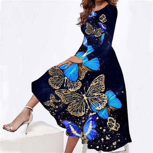 Women's Casual Dress Swing Dress Midi Dress Blue Long Sleeve Animal Pocket Winter Fall Spring Crew Neck Fashion Daily Weekend 2022 S M L XL XXL 3XL
Women's Casual Dress Swing Dress Midi Dress Blue Long Sleeve Animal Pocket Winter Fall Spring Crew Neck Fashion Daily Weekend 2022 S M L XL XXL 3XL