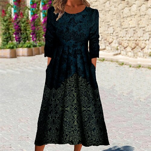 Women's Casual Dress Shift Dress Swing Dress Midi Dress Black Green Grey 3/4 Length Sleeve Floral Ruched Winter Fall Spring Crew Neck Fashion Daily 2023 S M L XL XXL 3XL
Women's Casual Dress Shift Dress Swing Dress Midi Dress Black Green Grey 3/4 Length Sleeve Floral Ruched Winter Fall Spring Crew Neck Fashion Daily 2023 S M L XL XXL 3XL