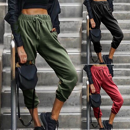 Dame Bukser Joggebukser Svart Militærgrønn Rød Hip Hop treningsklær Sport Helg Sidelommer Full lengde Komfort عادي S M L XL
Dame Bukser Joggebukser Svart Militærgrønn Rød Hip Hop treningsklær Sport Helg Sidelommer Full lengde Komfort عادي S M L XL