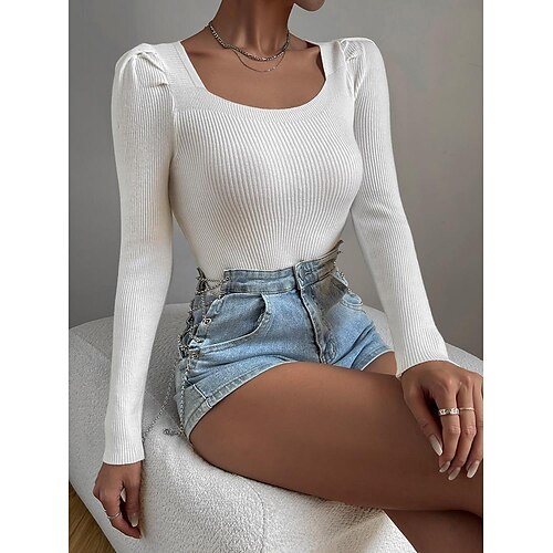 Women's Shirt Blouse White Plain Crochet Long Sleeve Casual Basic Square Neck Regular S
Women's Shirt Blouse White Plain Crochet Long Sleeve Casual Basic Square Neck Regular S