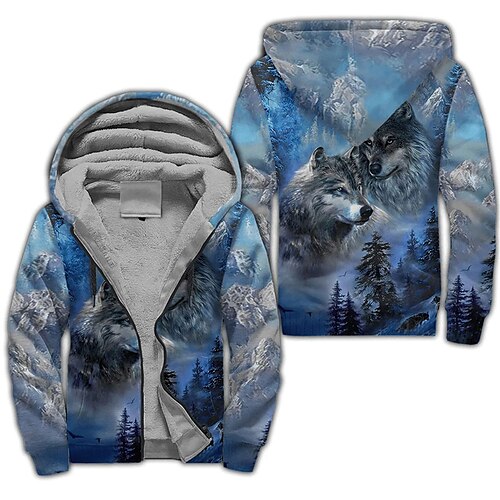 Hombre Sudadera con capucha y cremallera completa Chaqueta Azul Piscina Con Capucha Animal Lobo Estampados Cremallera Estampado Deporte Diario Deportes Impresión 3D Vellón Ropa de calle Design Casual
Hombre Sudadera con capucha y cremallera completa Chaqueta Azul Piscina Con Capucha Animal Lobo Estampados Cremallera Estampado Deporte Diario Deportes Impresión 3D Vellón Ropa de calle Design Casual