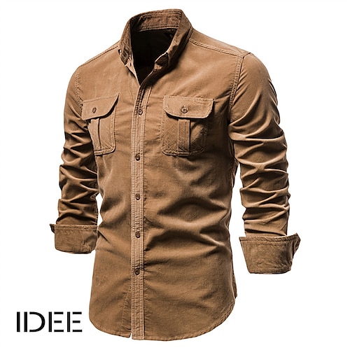 

Men's Overshirt Casual Shirt Button Up Shirt Solid Colored Turndown Green Blue Red Brown Navy Blue Outdoor Street Long Sleeve Button-Down Clothing Apparel Cotton Fashion Casual Soft Breathable