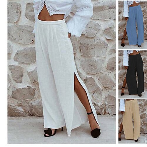 Dame Bred Bukseben Bukser Palazzo bukser Lin / bomullsblanding Svart Hvit Blå Fritid Fritid / hverdag Delt Posete Mikroelastisk Full lengde Utendørs Ensfarget M L XL XXL
Dame Bred Bukseben Bukser Palazzo bukser Lin / bomullsblanding Svart Hvit Blå Fritid Fritid / hverdag Delt Posete Mikroelastisk Full lengde Utendørs Ensfarget M L XL XXL