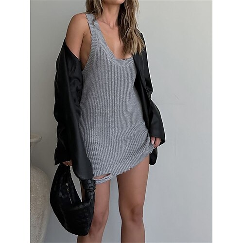 Women's Casual Dress Sheath Dress Knit Dress Mini Dress Apricot Grey Sleeveless Pure Color Knit Winter Fall Spring U Neck Fashion Weekend 2022 S M L
Women's Casual Dress Sheath Dress Knit Dress Mini Dress Apricot Grey Sleeveless Pure Color Knit Winter Fall Spring U Neck Fashion Weekend 2022 S M L