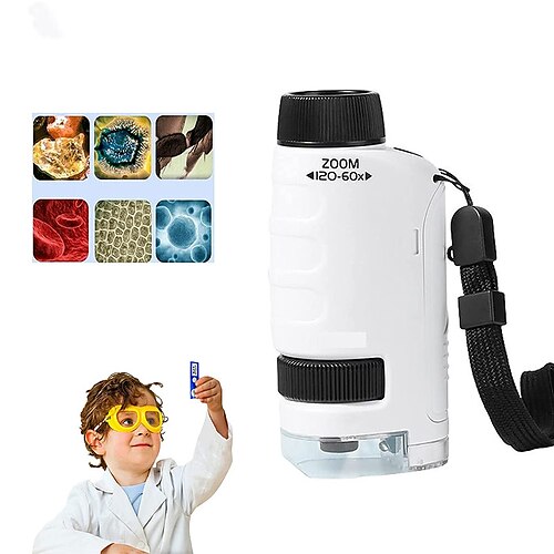 Mini Pocket Microscope Kit 60-120x Lab Handheld Microscope Battery Powered Microscope With LED Light Kids Science Microscop
Mini Pocket Microscope Kit 60-120x Lab Handheld Microscope Battery Powered Microscope With LED Light Kids Science Microscop