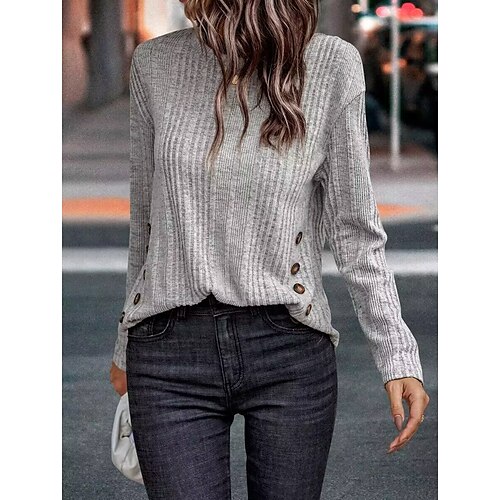 Women's Shirt Blouse Navy Blue Gray Plain Button Long Sleeve Casual Daily Basic Round Neck Regular S
Women's Shirt Blouse Navy Blue Gray Plain Button Long Sleeve Casual Daily Basic Round Neck Regular S