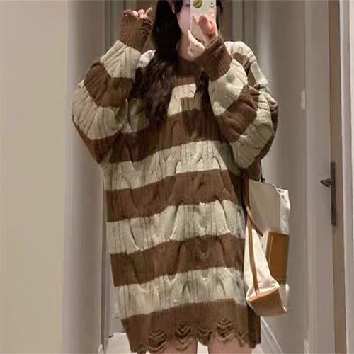 Women's Pullover Jumper Waffle Knit Hollow Out Striped Crew Neck Casual Daily Weekend Winter Fall Coffee One-Size
Women's Pullover Jumper Waffle Knit Hollow Out Striped Crew Neck Casual Daily Weekend Winter Fall Coffee One-Size