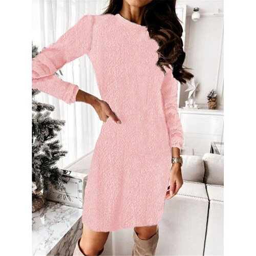 kvinners fritidsgenser kjole shift genser kjole vanlig lappeteppe rund hals mini genser kjole basic utendørs daglig langermet normal passform hvit rosa rød vinter høst s m l xl xxxl
kvinners fritidsgenser kjole shift genser kjole vanlig lappeteppe rund hals mini genser kjole basic utendørs daglig langermet normal passform hvit rosa rød vinter høst s m l xl xxxl